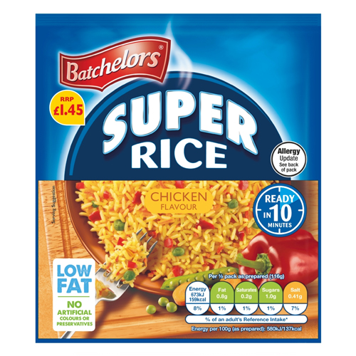 BATCHELORS SUPR RICE CHICKEN PMP £1.45 90G