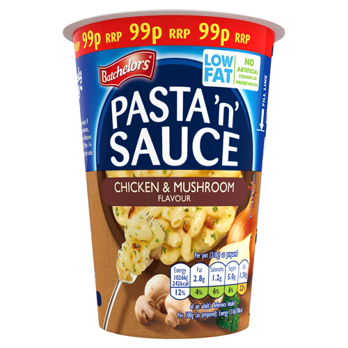 BATCHELORS PASTA 'N' SAUCE POT CHICKEN & MUSHROOM PMP 99P 65G