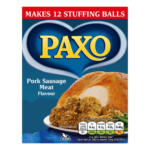 PAXO LIMITED EDITION PORK SAUSAGE MEAT FLAVOUR STUFFING MIX170G
