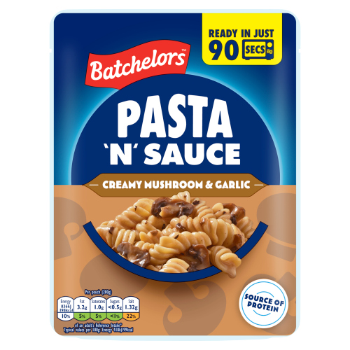 BATCHELORS PASTA 'N' SAUCE MICROWAVE READY MEAL PASTA WITH MUSHROOM AND GARLIC 200G