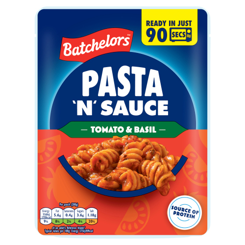 BATCHELORS PASTA 'N' SAUCE MICROWAVE READY MEAL PASTA WITH TOMATO AND BASIL SAUCE 200G