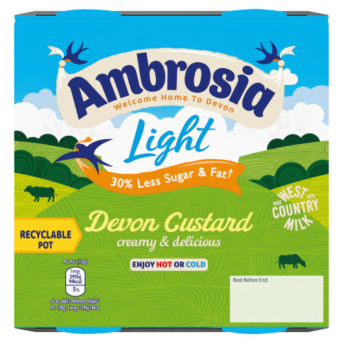 AMBROSIA LIGHT DEVON CUSTARD DESSERT POTS 4 X 120G/NFEU/