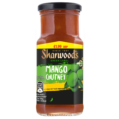 SHARWOODS GREEN LABEL MANGO CHUTNEY PMP £1.99 227G