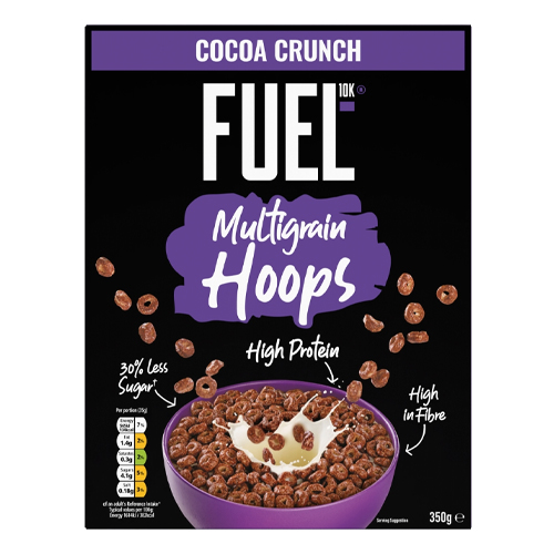 FUEL10K CHOCOLATE MULTIGRAIN HOOPS HIGH PROTEIN BREAKFAST CEREAL 350G