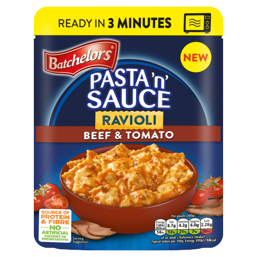 BATCHELORS PASTA 'N' SAUCE RAVIOLI MICROWAVE READY MEAL BEEF & TOMATO 300G/NFEU/