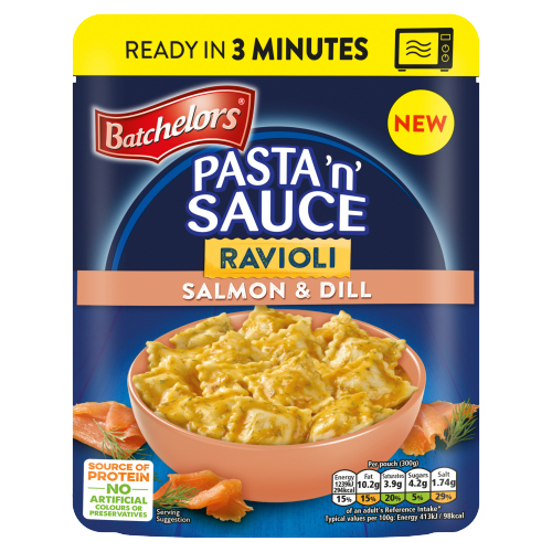 BATCHELORS PASTA 'N' SAUCE RAVIOLI MICROWAVE READY MEAL SALMON & DILL 300G