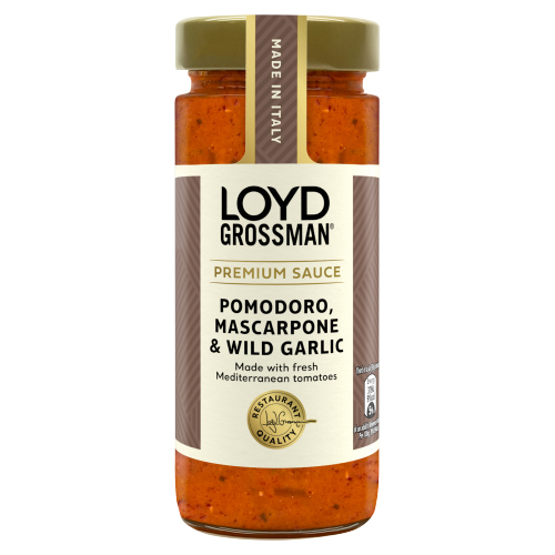 LOYD GROSSMAN POMODORO, MASCARPONE & WILD GARLIC TOMATO PASTA SAUCE 290G/NFEU/