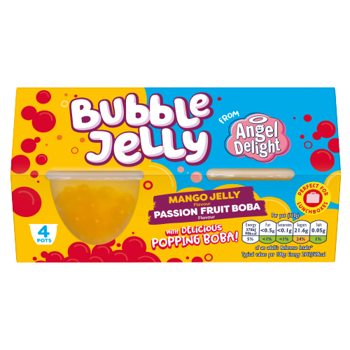 ANGEL DELIGHT MANGO JELLY & PASSIONFRUIT BOBA BUBBLE DESSERT SNACK POTS 4 130G