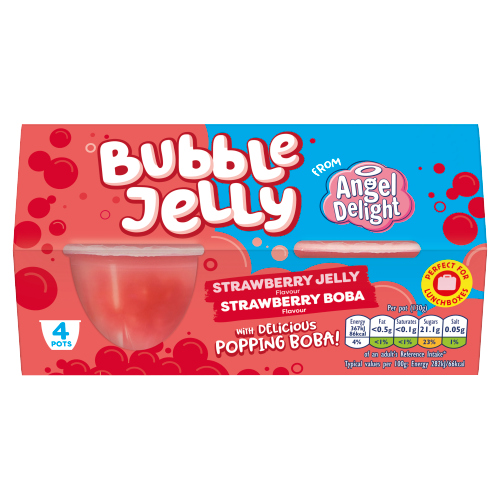 ANGEL DELIGHT STRAWBERRY JELLY & STRAWBERRY BOBA BUBBLE DESSERT POT 4 130G