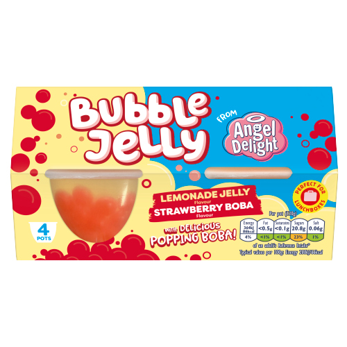 ANGEL DELIGHT LEMONADE JELLY & STRAWBERRY BOBA BUBBLE DESSERT POT 4 130G