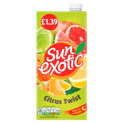 SUN EXOTIC CITRUS TWIST STILL PMP £1.39 1L