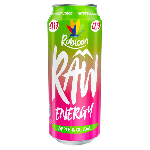 RUBICON RAW ENERGY APPLE GUAVA PMP £1.19 500ML