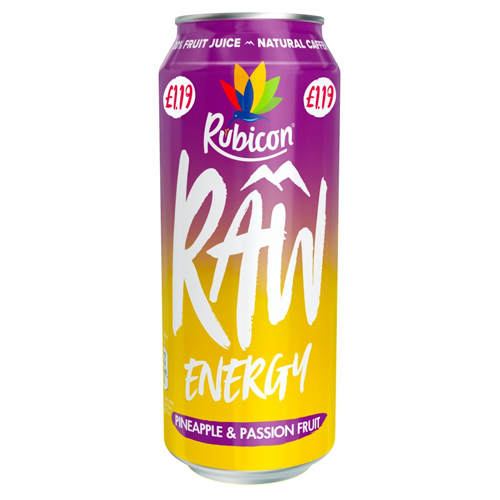 RUBICON RAW ENERGY PINEAPPLE PASSION FRUIT PMP £1.19 500ML