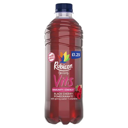 RUBICON SPRING STILL BLACK CHERRY POMEGRANATE PMP £1.29 500ML