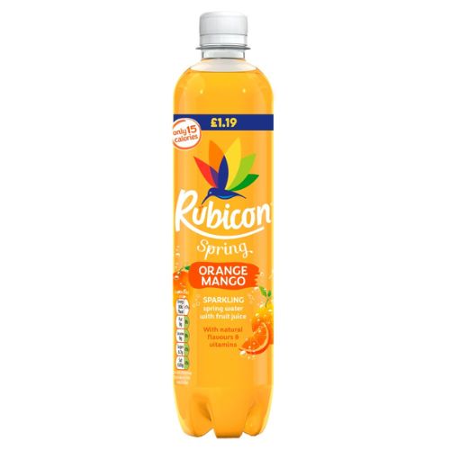 RUBICON SPRING SPARKLING ORANGE MANGO PMP £1.29 500ML