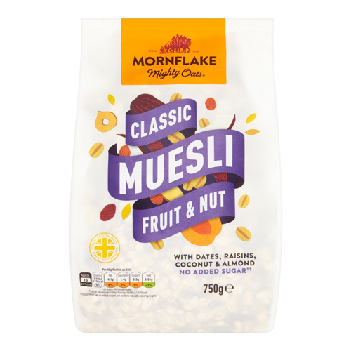 MORNFLAKE MIGHTY OATS CLASSIC MUESLI FRUIT & NUT 750G