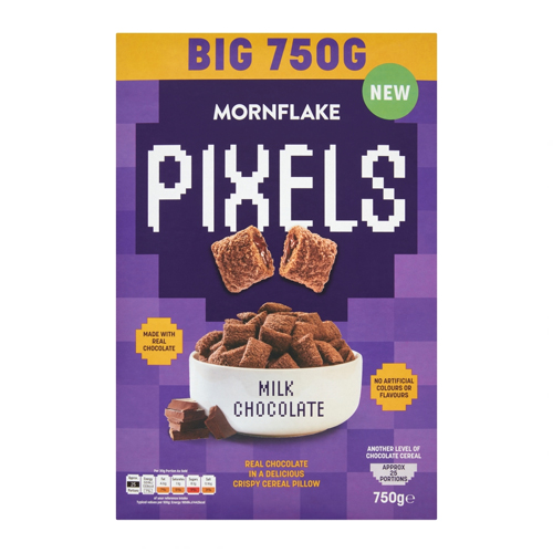 MORNFLAKE PIXELS MILK CHOCOLATE 750G