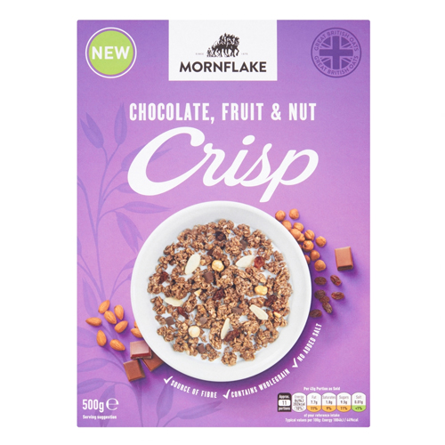 MORNFLAKE CHOCOLATE, FRUIT & NUT CRISP 500G