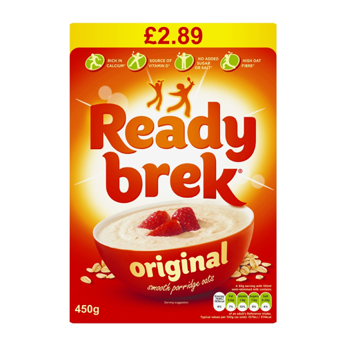 READY BREK ORIGINAL SMOOTH PORRIDGE OATS PMP £2.89 450G