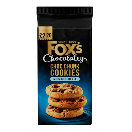 FOX'S FAB MILK CHOCOLATE COOKIES PMP £2.20 180G