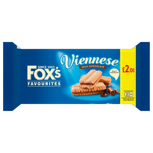 FOX'S VIENNESE MILK CHOCOLATE PMP £2.00 120G