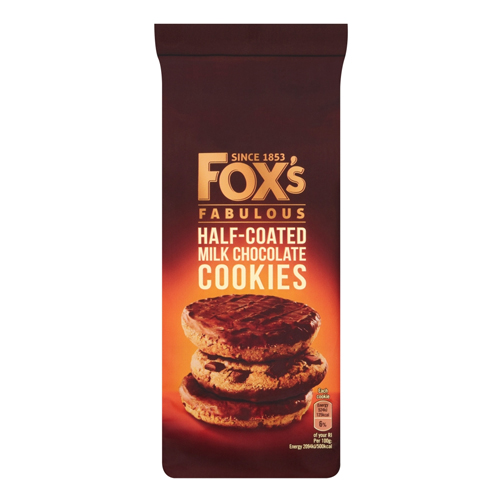 FOX'S FABULOUS HALF-COATED MILK CHOCOLATE COOKIES 175G