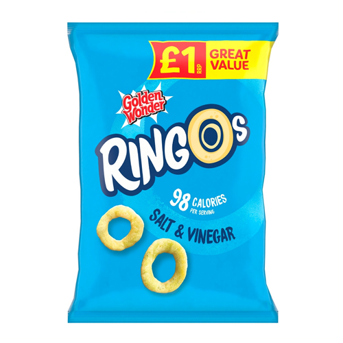 GOLDEN WONDER RINGOS SALT & VINEGAR PMP £1.00 40G