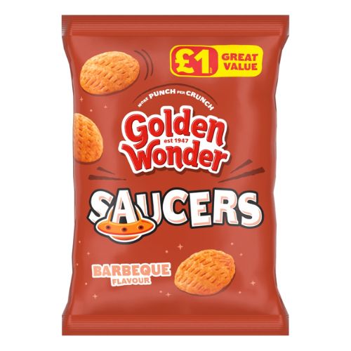 GOLDEN WONDER SAUCERS BBQ PMP £1.00 40G