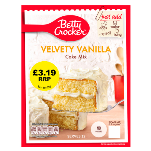 BETTY CROCKER VELVETY VANILLA CAKE MIX PMP £3.19 425G