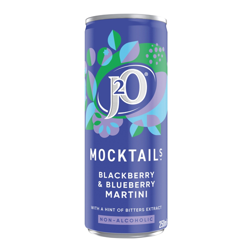 J2O BLACKBERRY & BLUEBERRY MARTINI MOCKTAIL CAN 250ML