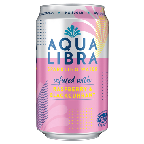 AQUA LIBRA SPARKLING WATER RASPBERRY & BLACKCURRANT CAN 330ML