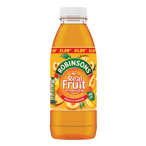 ROBINSONS RTD PEACH & MANGO PMP £1.09 PET 500ML