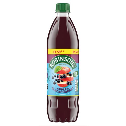 ROBINSONS APPLE & BLACKCURRANT NAS SQUASH PMP £1.59 750ML