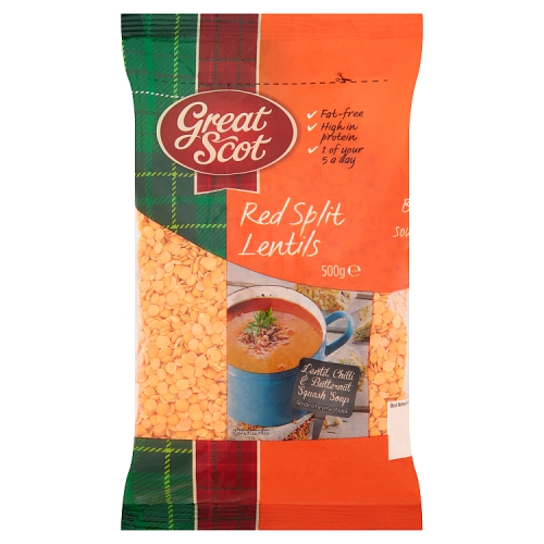 GREAT SCOT RED SPLIT LENTILS 500G