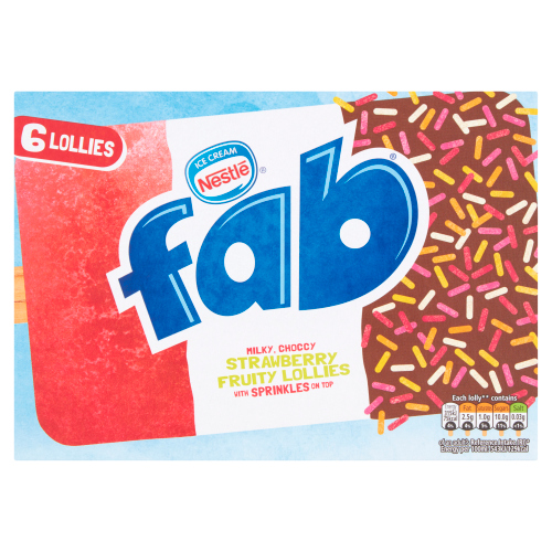 FAB STRAWBERRY ICE LOLLIES 6X58ML