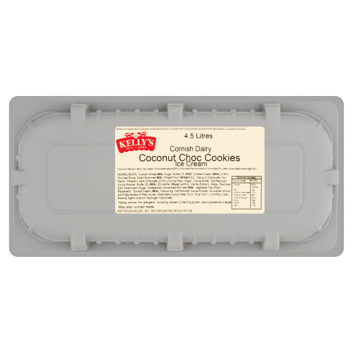 KELLY'S CORNISH DAIRY COCONUT CHOC COOKIES ICE CREAM 4.5L