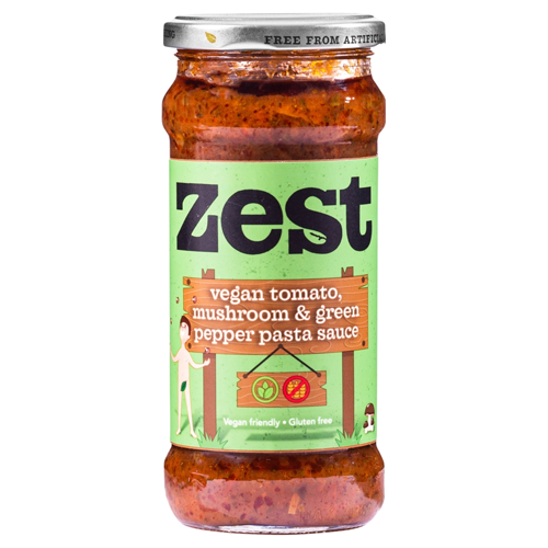 ZEST VEGAN TOMATO MUSHROOM & GREEN PEPPER PASTA SAUCE 340G