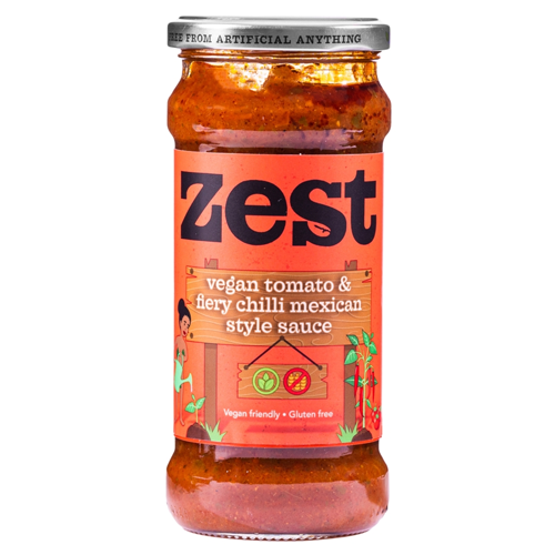 ZEST VEGAN TOMATO & FIERY CHILLI MEXICAN STYLE SAUCE 340G