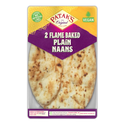 PATAK'S THE ORIGINAL FLAME BAKED PLAIN NAANS 2S