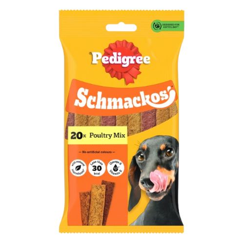 PEDIGREE SCHMACKOS ADULT DOG TREATS POULY MIX 20 STRIPS 144G