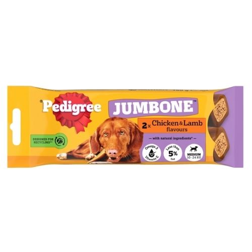 PEDIGREE JUMBONE ADULT MEDIUM DOG TREAT CHICKEN & LAMB 2 CHEWS 180G