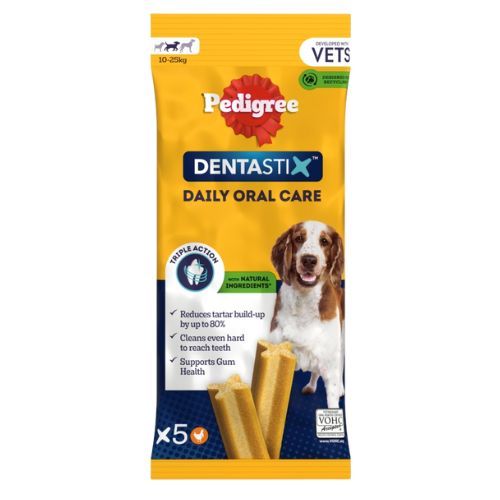 PEDIGREE DENTASTIX DAILY ADULT MEDIUM DOG TREATS 5 X DENTAL STICKS 128G