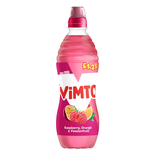 VIMTO RASPBERRY, ORANGE & PASSIONFRUIT PMP £1.25 500ML