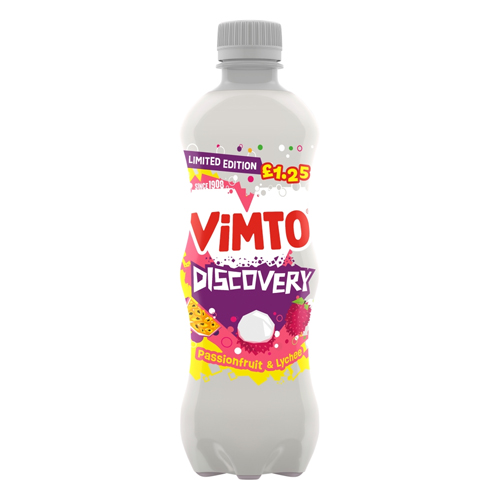 VIMTO DISCOVERY PASSIONFRUIT & LYCHEE PMP £1.25 500ML