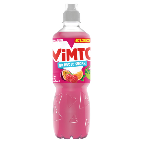 VIMTO RASPBERRY, ORANGE & PASSIONFRUIT PMP £1.30 500ML