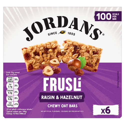 JORDANS FRUSLI RAISINS & HAZELNUTS CHEWY CEREAL BARS 150G
