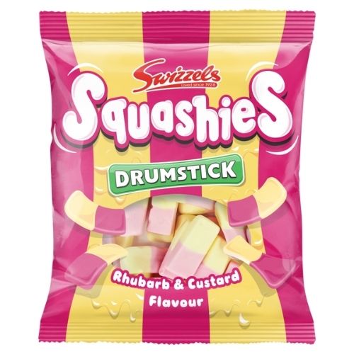 SWIZZELS DRUMSTICK SQUASHIES RHUBARB & CUSTARD POUCH 140G
