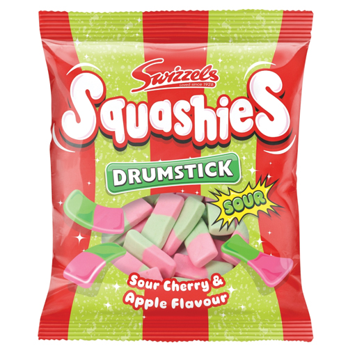 SWIZZELS DRUMSTICK SQUASHIES SOUR CHERRY & APPLE POUCH 140G