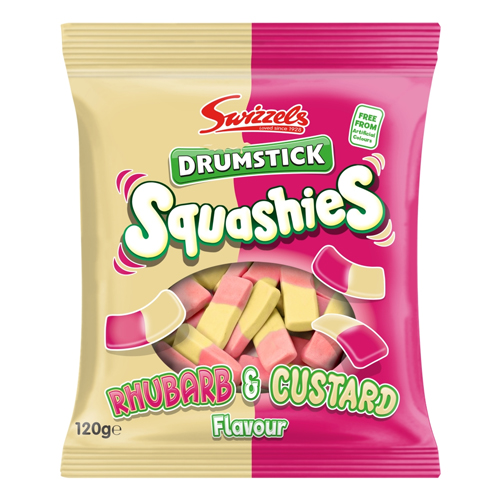SWIZZELS DRUMSTICK SQUASHIES RHUBARB & CUSTARD FLAVOUR 120G
