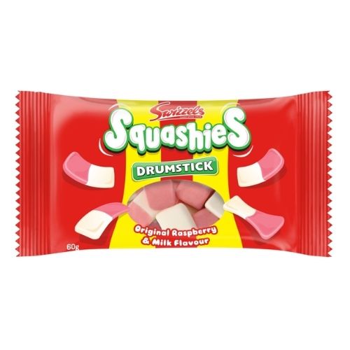 SWIZZELS DRUMSTICK SQUASHIES ORIGINAL RASPBERRIES & MILK FLAVOUR 60G